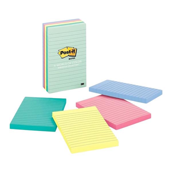 4 in x 6 in Notes Pastel Lined 100 Sheets/Pad 5/Pack 5/Pk