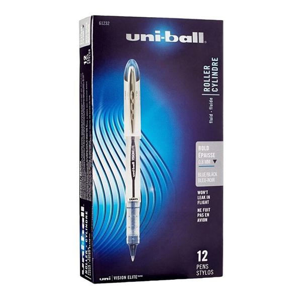 uni-ball Vision Elite Rollerball Pen Bold Pt 0.8 mm Black 12/Pack 12/PK