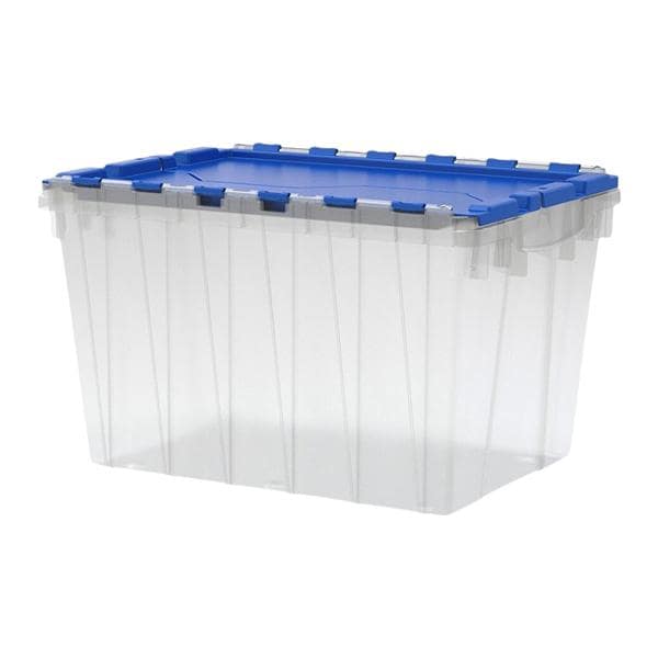 Box Container With Lid 21.5 in x 15 in x 12.5 in Clear/Blue Lid 1/PK