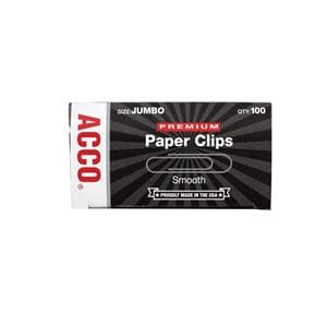 ACCO Premium Silverette Paper Clips Jumbo 1000/Pk