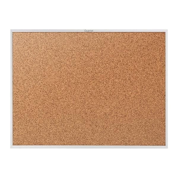 Natural Cork Bulletin Board Anodized Aluminum Frame 18 in x 24 in 1/PK