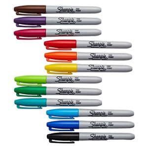 Sharpie Perm Fine-Point Markers Asst Col 12/Pk 12/St