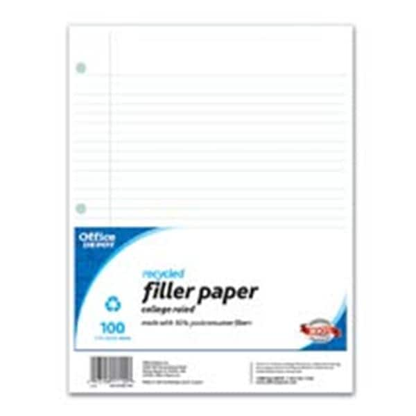 Notebook Filler Paper 3-Hole Punched 11 in x 8.5 in 100 Sheets 100/Pk