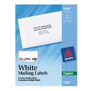 Avery White Copier Address Labels 1 1/2 in x 2 13/16 in 2100/Box 2100/Bx