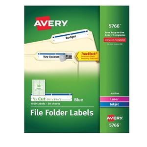 File Folder Labels, 2/3" x 3 7/16", Blue 1500/Bx