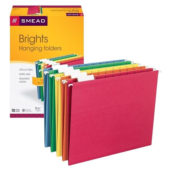 Smead Color Hanging Folders Letter Size Brights 25/Pack 25