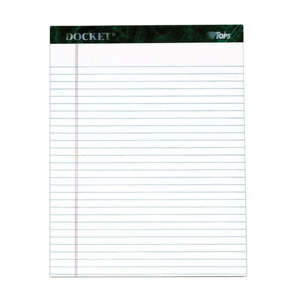 Tops Docket Legal Ruled Pads 8.5 in x 11.75 in 50 Sheets White 12/Pk