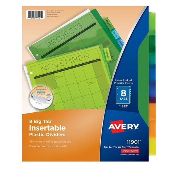 Avery Big Tab Insertable Plastic Dividers 8-Tab 8-Tab