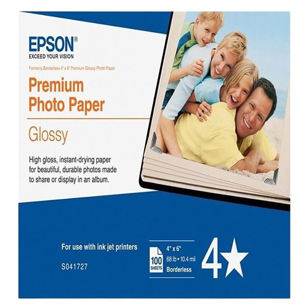 Epson Premium Glossy Photo Paper 4 in x 6 in 100/Pack Sheets 100/Pk