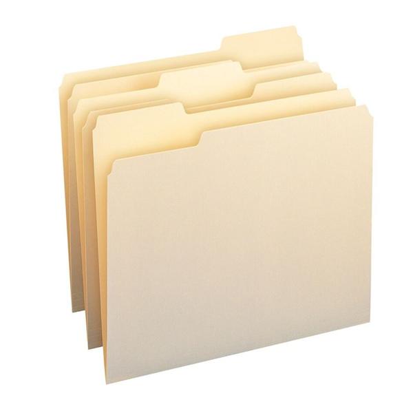 Smead CutLess File Folders Letter Size 1/3 Cut Manila 100/Bx