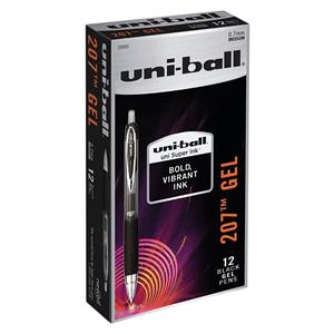 uni-ball 207 Fraud Prevention Gel Pen Medium Point 0.7 mm Black 12/Bx