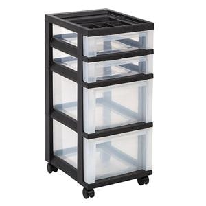 Plastic Storage Cart 4 Drawers Black Ea