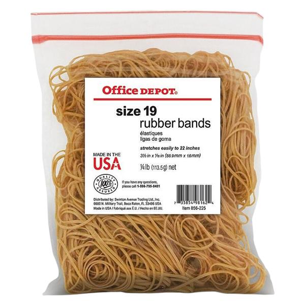 Office Depot Brand Rubber Bands #19 3 1/2" x 1/16" 1/4 Lb Bag 437/Pk