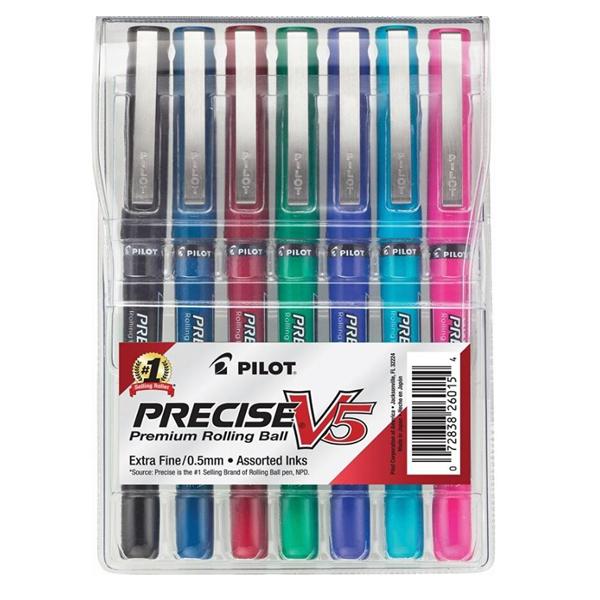 Precise V5 Rollerball Pen Extra Fine Point 0.5 mm Asst 7/Pack 7/Pk