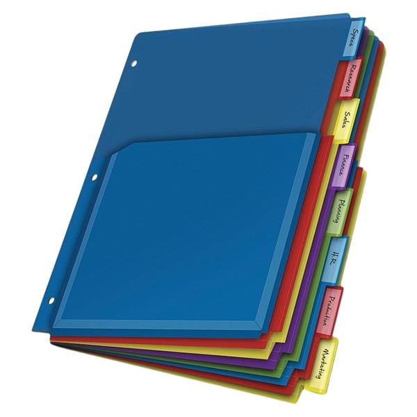 Expanding Index Dividers 8 Tabs Assorted 8/Pk