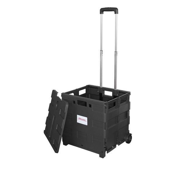 Mobile Folding Cart With Lid 16 in x 18 in x 15 in Black Ea