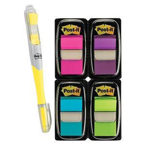 Flags Bright Colors 50 Flags/Pad 4/Pack + FREE Flag Highlighter 1/Pk