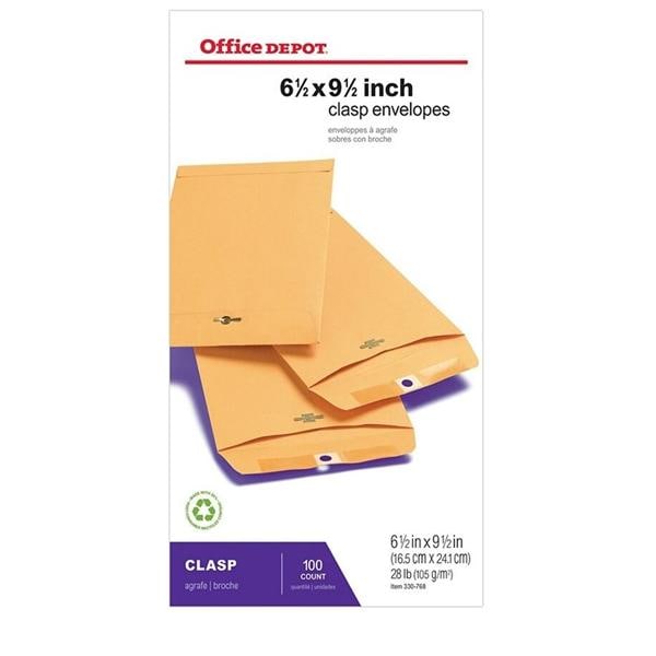 Clasp Envelopes 6 1/2 in x 9 1/2 in Brown 100/Bx