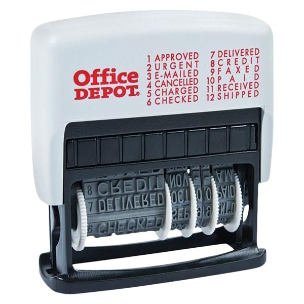 Office Depot Brand Self-Inking 12-In-1 Micro Message Dater Black Ea