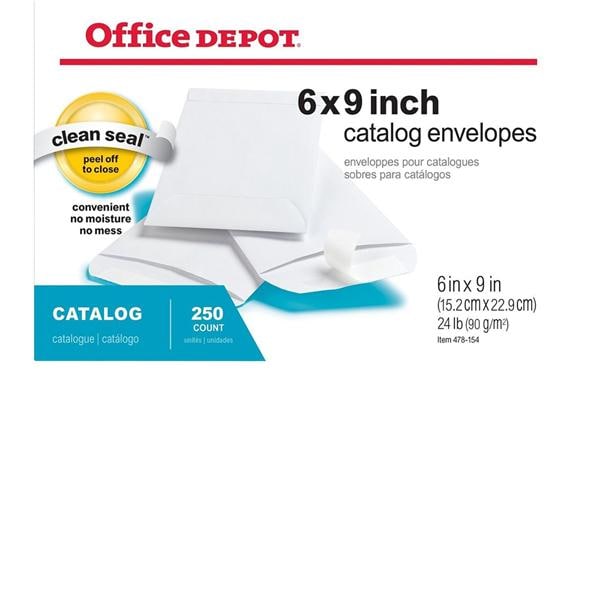 Clean Seal Catalog Envelopes 6 in x 9 in White 250/Bx