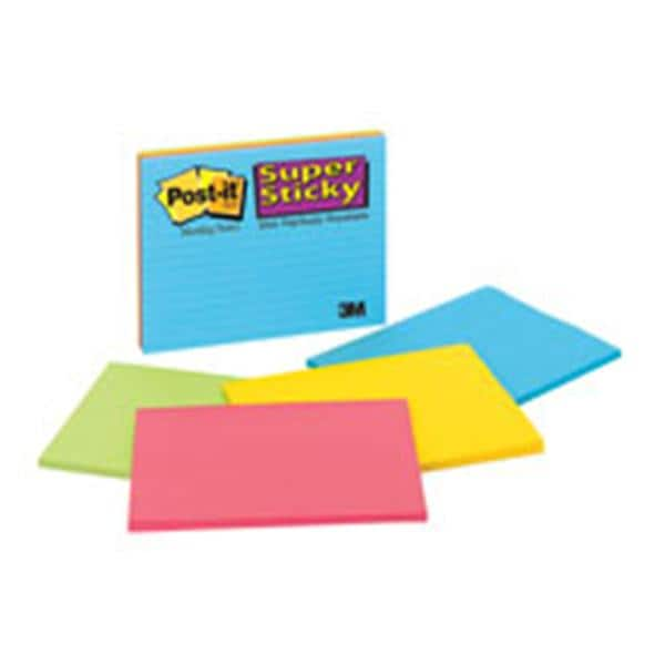 Sticky Meeting Notes 8 in x 6 in Electric Glow 45 Sheets 4/Pk