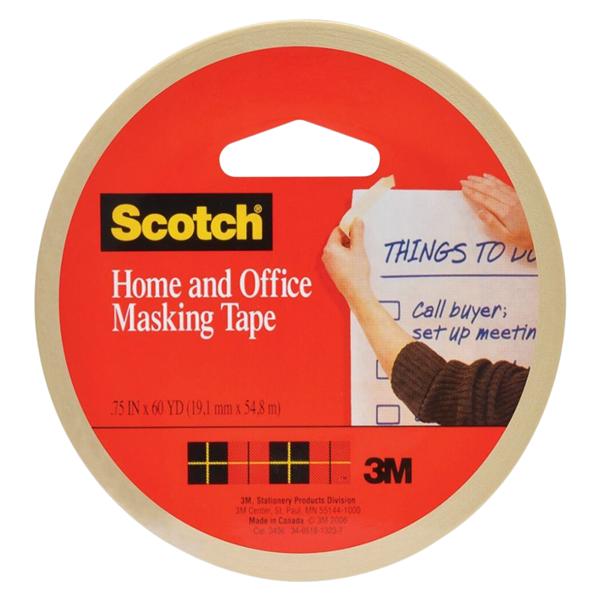 Scotch Stationery Masking Tape 3/4 in x 2160 in 3/Pack 3/Pk