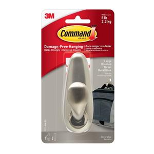 3M Command Damage-Free Hook Forever Classic Large Brushed Nickel Ea