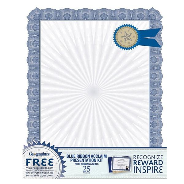 Certificates 8.5 in x 11 in Blue 25/Pk