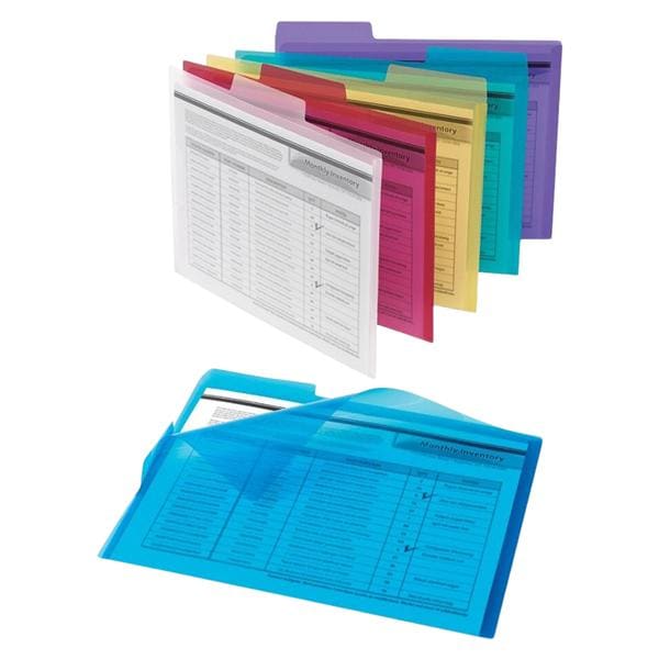 Poly Project Tab Folders Letter Size Assorted Colors 6/Pk