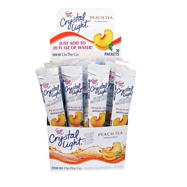 Crystal Light On The Go Mix Sticks Peach Tea Box Of 30 Packets Ea