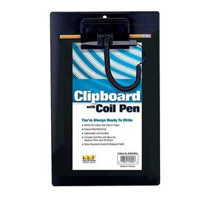 MMF Industries Plastic Clipboard With Coil Pen Black Ea