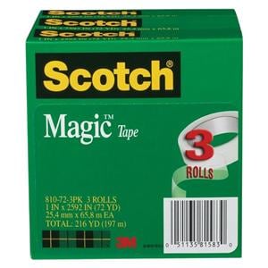 Scotch Magic 810 Tape 1 in x 216 ft 3/Pack 3/Pk