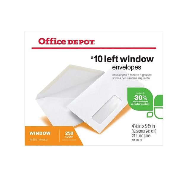 Window Envelope Bottom Left #10 4 1/8 in x 9.5 in White 250/Pack 250/Pk