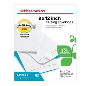 Clean Seal Catalog Envelopes 9 in x 12 in White 125/Pk