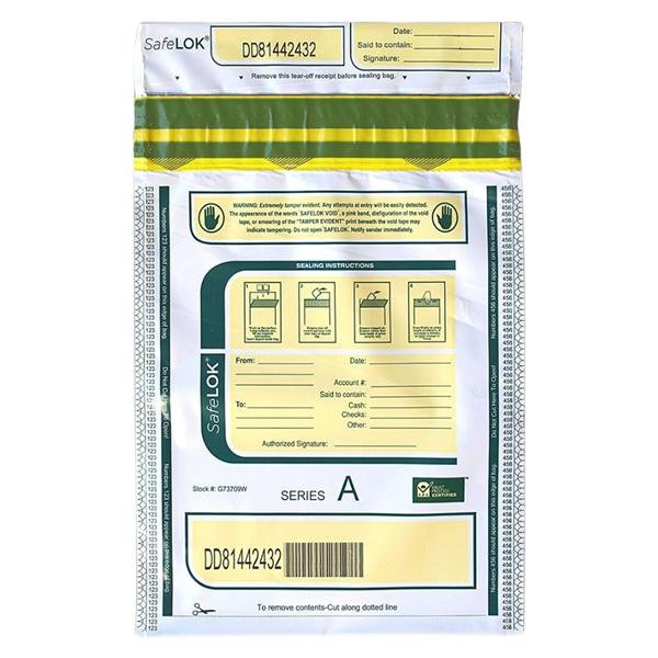 Tamper-Evident Deposit Bags 9 in x 12 in White 100/Pack 100/Pk