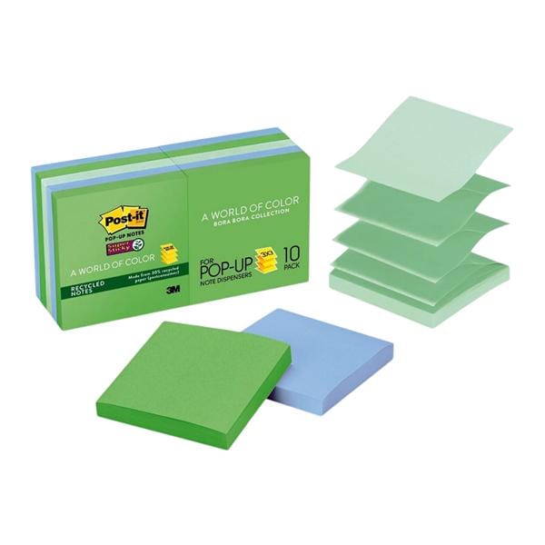 Post-it 3 in x 3 in Super Sticky Pop-up Note 90 Sheets/Pad 10Pack 10/Pk