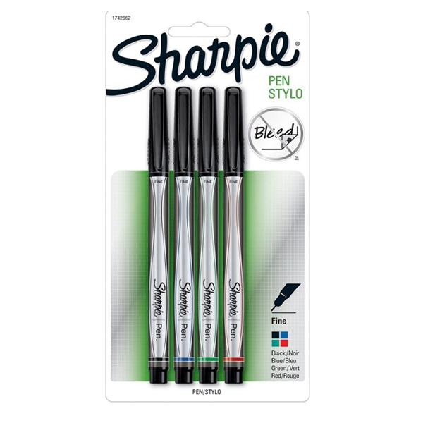 Sharpie Fine-Pt Pen 0.3 mm Assorted 4/Pack 4/Pk