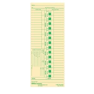 Time Cards Biweekly Days 1-7 2-Sided Manila 100/Pack 100/Pk