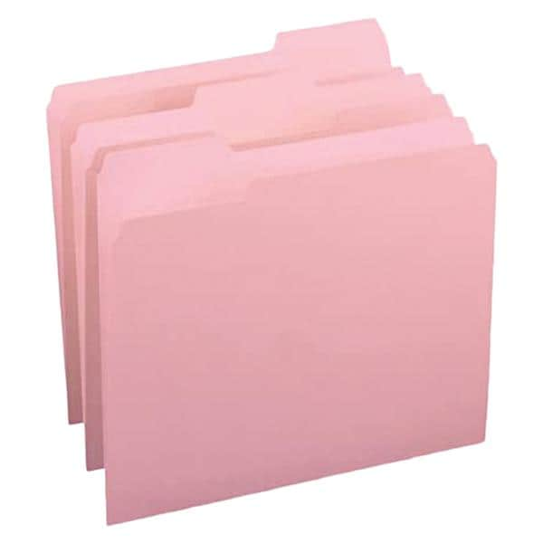 Smead Color File Folders Letter Size 1/3 Cut Pink 100/Box 100/Bx