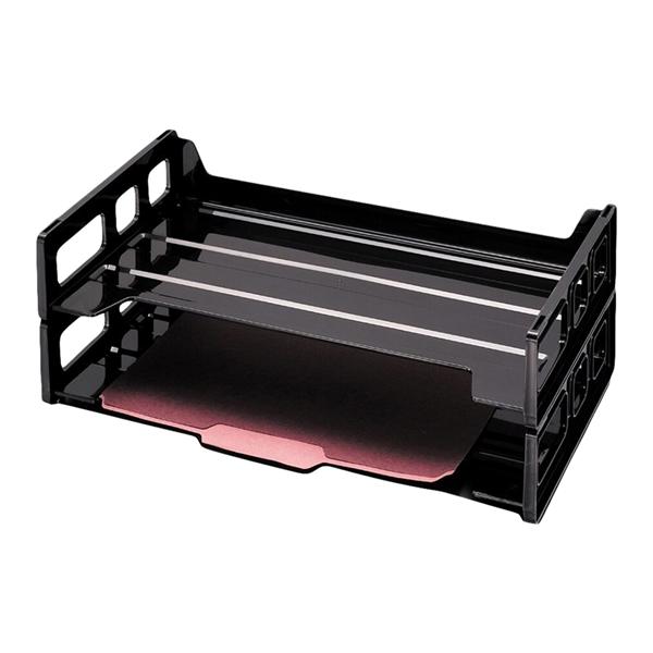 Legal-Size Desk Trays 9 in X 16 1/4 in Black 2/Pk