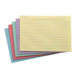 Index Cards Ruled 4 in x 6 in Assorted Colors 100/Pk