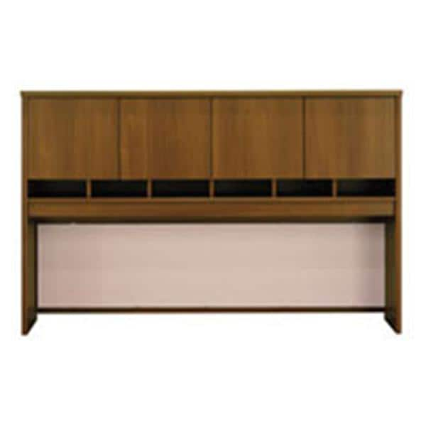 Wide 4 Door Hutch 43.125 in x 71.125 in x 15.375 in Warm Oak Ea