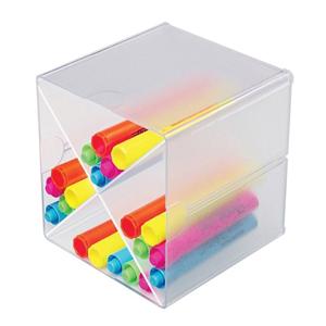 Deflect-O Stackable Cube With X Divider 6 in x 6 in x 6 in Clear Ea