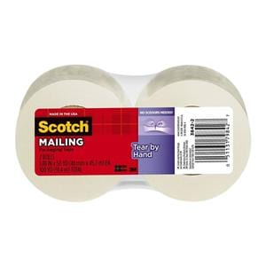 Scotch Tear-By-Hand Tape 2 in x 50 Yd Clear 2/Pack 2/Pk