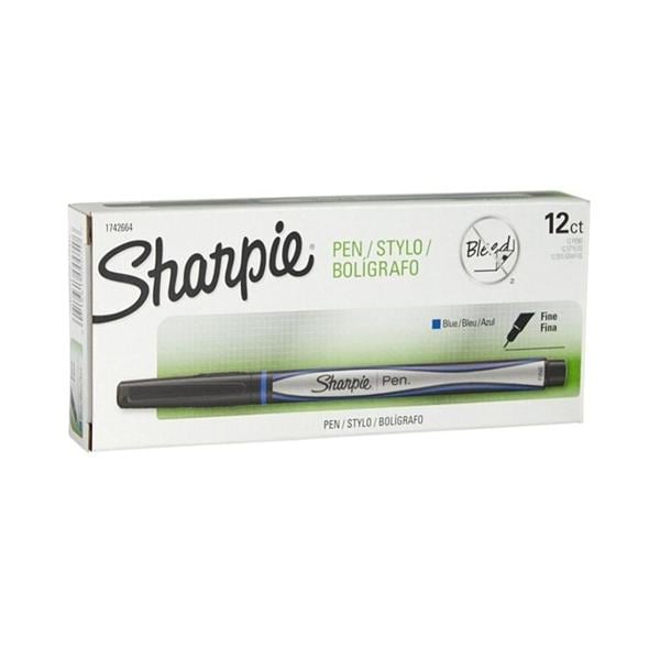 Fine-Point Pens Fine Point 0.3 mm Black Barrels Blue Ink 12/Pack 12/Pk