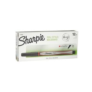 Fine-Point Pens Fine Point 0.3 mm Black Barrels Red Ink 12/Pack 12/Pk