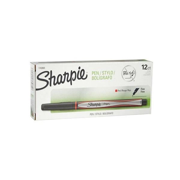 Fine-Point Pens Fine Point 0.3 mm Black Barrels Red Ink 12/Pack 12/Pk