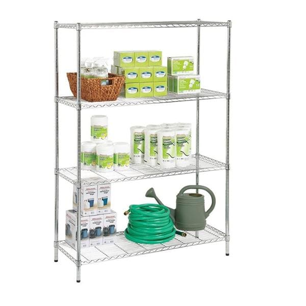 Realspace Wire Shelving 4 Shelves 72 in x 48 in x 18 in Chrome Ea