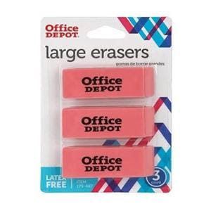 Office Depot Brand Beveled Erasers Pink 3/Pack 3/Pk