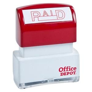 Office Depot Brand Pre-Inked Message Stamp "Paid" Red Ea